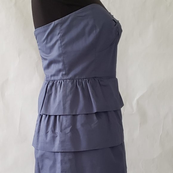 J CREW NAVY BLUE LAYERED STRAPLESS DRESS - Picture 3 of 5